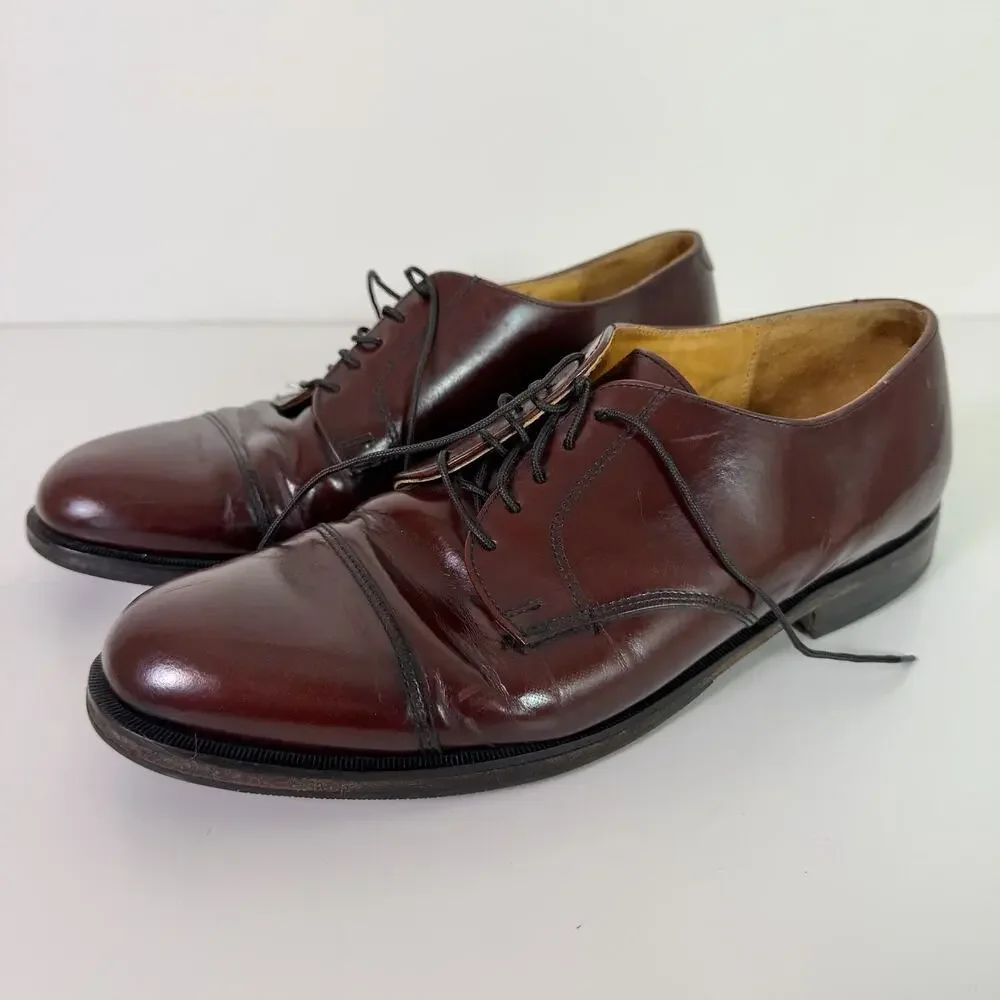 Vintage Cole Haan Burgundy Leather Cap Toe Derby Mens 11D Classic Dress Shoe USA